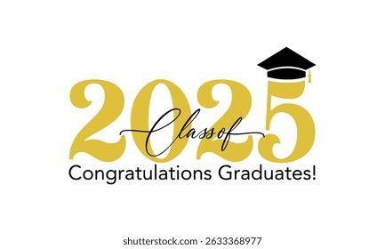 Class of 2025. Congratulation graduates flat style design vector template illustration