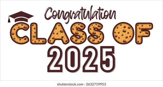 class of 2025 Congratulation graduation typography banner, poster, print. Vector illustration. Graduation greeting card design template