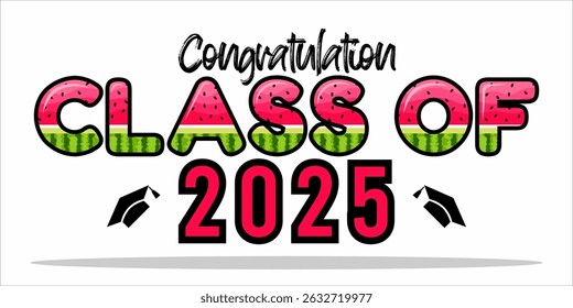 class of 2025 Congratulation graduation typography banner, poster, print. Vector illustration. Graduation greeting card design template