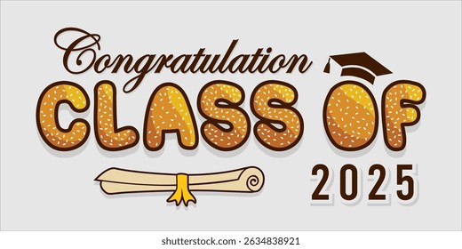 class of 2025 Congratulation graduation typography banner, poster, print. Vector illustration. Graduation greeting card design template