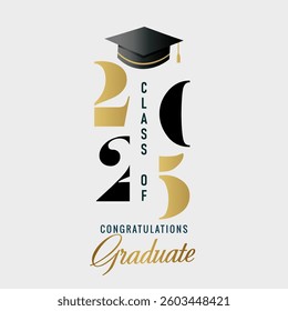 Class of 2025 Congratulation, truncated logo design. Class of 2025 Congrats, concept for High School or University album. Vector illustration