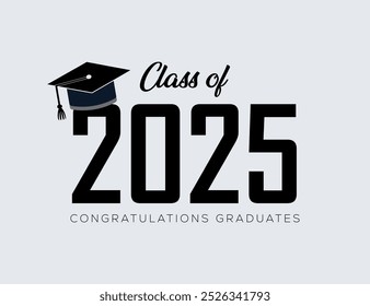 Class of 2025 Congratulations Graduates typography design vector.