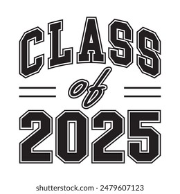 Clase de diseño 2025, Vector de texto imprimible del diseño de la camiseta de la universidad