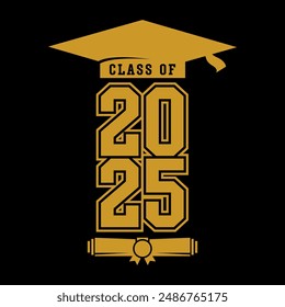 Class of 2025 design, College t-shirt design printable text vector	
