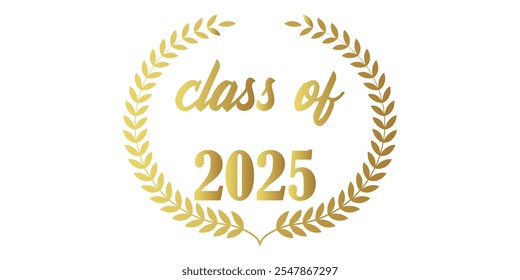 Class of 2025 Graduate cap logo icon text vector in white background.