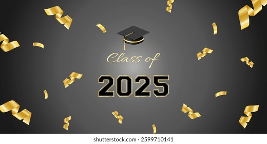 Class of 2025. Graduation banner. Design for flyer, invitation, greeting card. Vector illustration