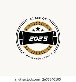 Class of 2025 Graduation Design Collection Featuring Academic Symbols and Congrats Message for High School and College Yearbook and Celebration Use