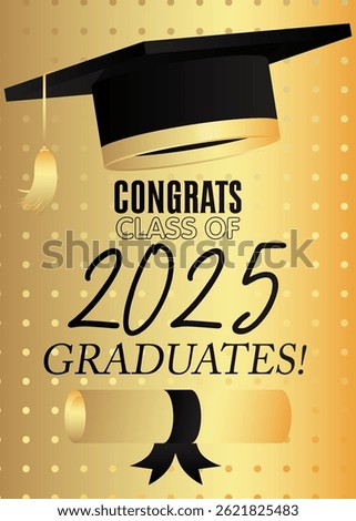 Class of 2025 Graduation design template. Vintage party invitation, congratulation event, greeting card. Vector high school or college graduate poster.