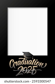 Class of 2025, Graduation photo frame A4 format. Senior Class of 2025 scalable vector design. High School University booth concept