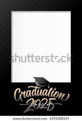 Class of 2025, Graduation photo frame A4 format. Senior Class of 2025 scalable vector design. High School University booth concept