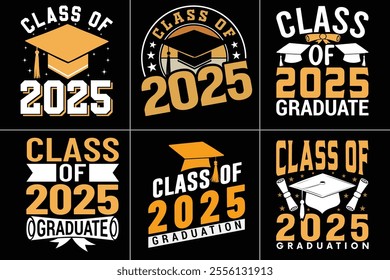 Class of 2025 Graduation Typography Design Bundle, Educational Typography Design, Educational Motivational Tee Design, EPS