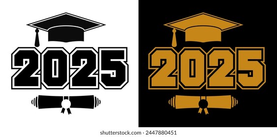 Clase de 2025 para la carta de felicitación para la tarjeta de invitación, el diseño de la graduación, el evento de felicitación, la camiseta, la fiesta, la escuela secundaria o el graduado universitario.