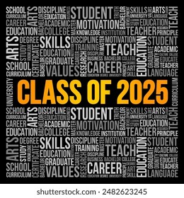 Class of 2025 - the group of students who graduated from high school or college in the year 2025, word cloud concept background