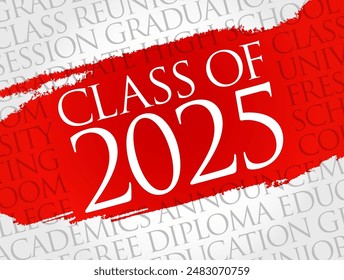 Class of 2025 - the group of students who graduated from high school or college in the year 2025, word cloud concept background