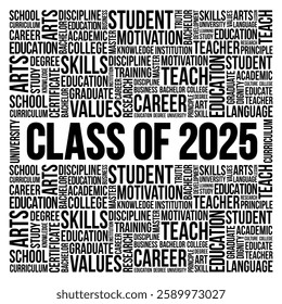 Class of 2025 - the group of students who graduated from high school or college in the year 2025, word cloud concept background