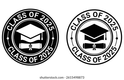 Class of 2025 ink rubber stamp vector template
