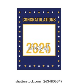  Classe de 2025 foto cabine quadro isolado em branco. Quadro de selfie de celebração de grau