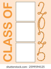 Class of 2025 photo frame. Vector illustration with snake