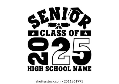 Klasse 2025 png, Graduation eps, Senior 2k25 eps, Graduation T-Shirt, Silhouette, Christmas eps, Cut File Cricut, Bildung Handgezeichneter Schriftzug, Vektorgrafik einer Abschlussklasse von 2025