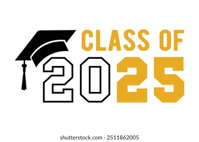 Class of 2025 png, Graduation eps, Senior 2k25 eps, Graduation T shirt, silhouette, Christmas eps, Cut File Cricut, Education Hand drawn lettering, vector illustration of a graduating class of 2025