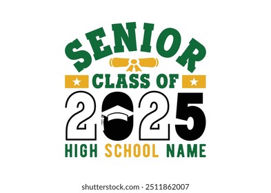 Class of 2025 png, Graduation eps, Senior 2k25 eps, Graduation T shirt, silhouette, Christmas eps, Cut File Cricut, Education Hand drawn lettering, vector illustration of a graduating class of 2025