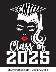 Class of 2025 Senior Graduation Vector. Finally Graduate, College Grad, Grad School Design for Posters, Mugs, Apparel, and Clothing Prints. Perfect for Graduation Celebrations and Gift Ideas