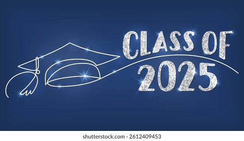 Class of 2025. Silver hand drawn lettering. 