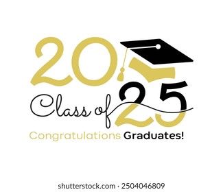 Class of 2025. Stylized calligraphic inscription Class of 2025 in one line.