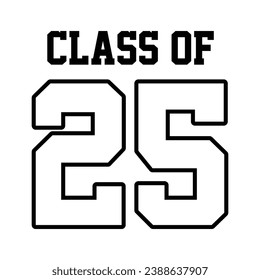 Class of 2025 typography design vector. Text for design, congratulation event, T-shirt, party, high school or college graduate. Editable class of 2025 typography design	