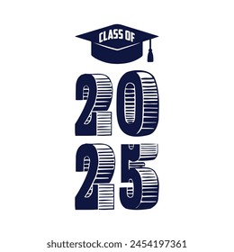 Class of 2025 typography design vector. Text for design, congratulation event, T-shirt, party, high school or college graduate. Editable class of 2025 typography design