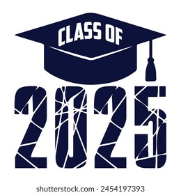 Class of 2025 typography design vector. Text for design, congratulation event, T-shirt, party, high school or college graduate. Editable class of 2025 typography design