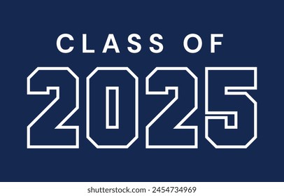Class of 2025 typography design vector. Text for design, congratulation event, T-shirt, party, high school or college graduate. Editable class of 2025 typography design svg