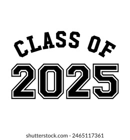 Class of 2025 typography design vector. Text for design, congratulation event, T-shirt, party, high school or college graduate. Editable class of 2025 typography design