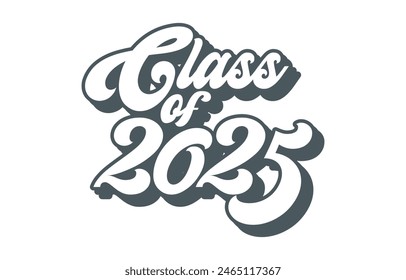 Clase del Vector de diseño tipográfico 2025. Texto para diseño, evento de felicitación, camiseta, fiesta, graduado de la escuela secundaria o universitario. Clase editable de diseño de tipografía 2025