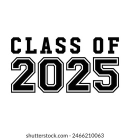 Class of 2025 typography design vector. Text for design, congratulation event, T-shirt, party, high school or college graduate. Editable class of 2025 typography design	
