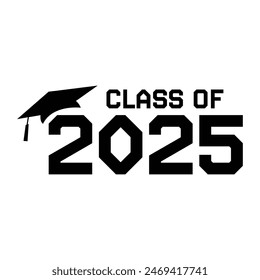 Class of 2025 typography design vector. Text for design, congratulation event, T-shirt, party, high school or college graduate. Editable class of 2025 typography design