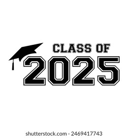 Class of 2025 typography design vector. Text for design, congratulation event, T-shirt, party, high school or college graduate. Editable class of 2025 typography design