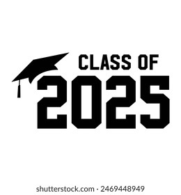 Class of 2025 typography design vector. Text for design, congratulation event, T-shirt, party, high school or college graduate. Editable class of 2025 typography design