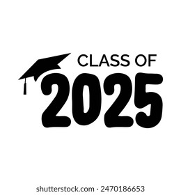Class of 2025 typography design vector. Text for design, congratulation event, T-shirt, party, high school or college graduate. Editable class of 2025 typography design
