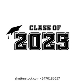 Class of 2025 typography design vector. Text for design, congratulation event, T-shirt, party, high school or college graduate. Editable class of 2025 typography design