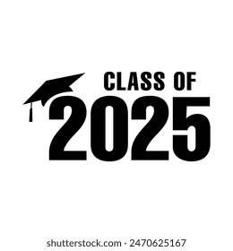 Clase del Vector de diseño tipográfico 2025. Texto para diseño, evento de felicitación, camiseta, fiesta, graduado de la escuela secundaria o universitario. Clase editable de diseño de tipografía 2025