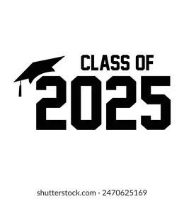 Class of 2025 typography design vector. Text for design, congratulation event, T-shirt, party, high school or college graduate. Editable class of 2025 typography design
