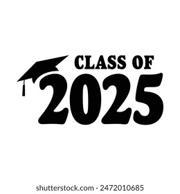 Class of 2025 typography design vector. Text for design, congratulation event, T-shirt, party, high school or college graduate. Editable class of 2025 typography design