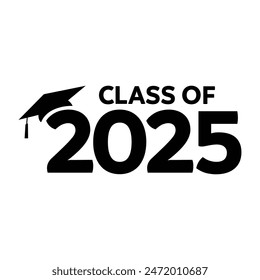 Class of 2025 typography design vector. Text for design, congratulation event, T-shirt, party, high school or college graduate. Editable class of 2025 typography design