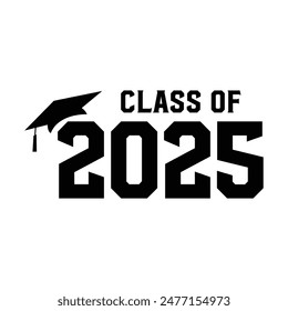 Class of 2025 typography design vector. Text for design, congratulation event, T-shirt, party, high school or college graduate. Editable class of 2025 typography design