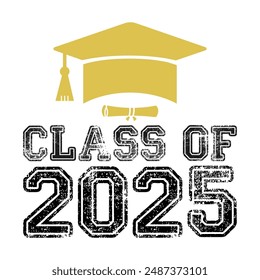Class of 2025 typography design vector. Text for design, congratulation event, T-shirt, party, high school or college graduate. Editable class of 2025 typography design