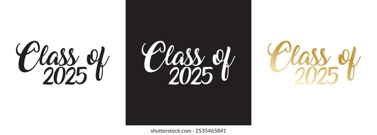 Classe de 2025 vetor de design tipográfico. Texto para design, evento de congratulação, camiseta, festa, ensino médio ou pós-graduação da faculdade. isolado no fundo branco e preto. Ilustração vetorial. EPS 10