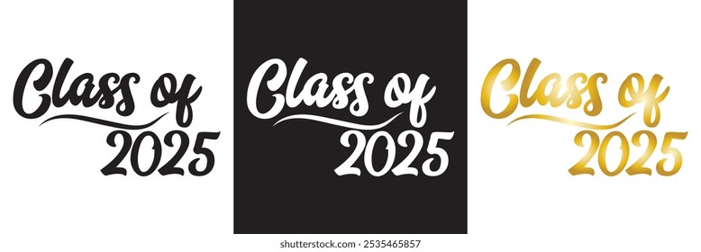 Classe de 2025 vetor de design tipográfico. Texto para design, evento de congratulação, camiseta, festa, ensino médio ou pós-graduação da faculdade. isolado no fundo branco e preto. Ilustração vetorial. EPS 10