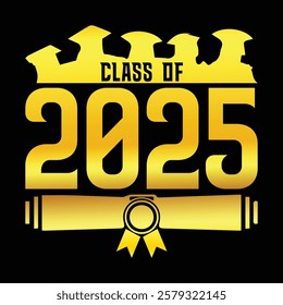 Class of 2025 typography design vector. Text for design, congratulation event, T-shirt, party, high school or college graduate. Editable class of 2025 typography design