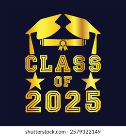 Class of 2025 typography design vector. Text for design, congratulation event, T-shirt, party, high school or college graduate. Editable class of 2025 typography design